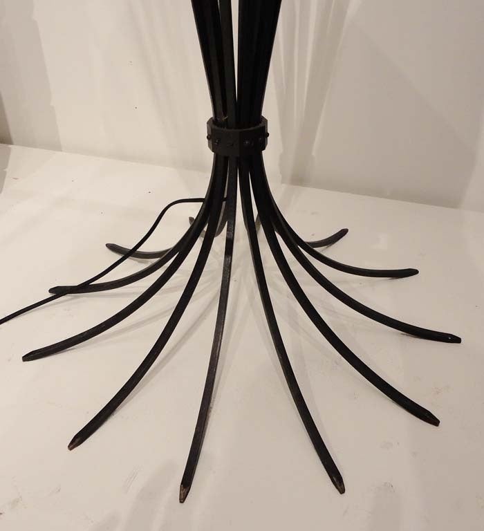French A Wrought Iron Floor Lamp In the Style of Jean Royere