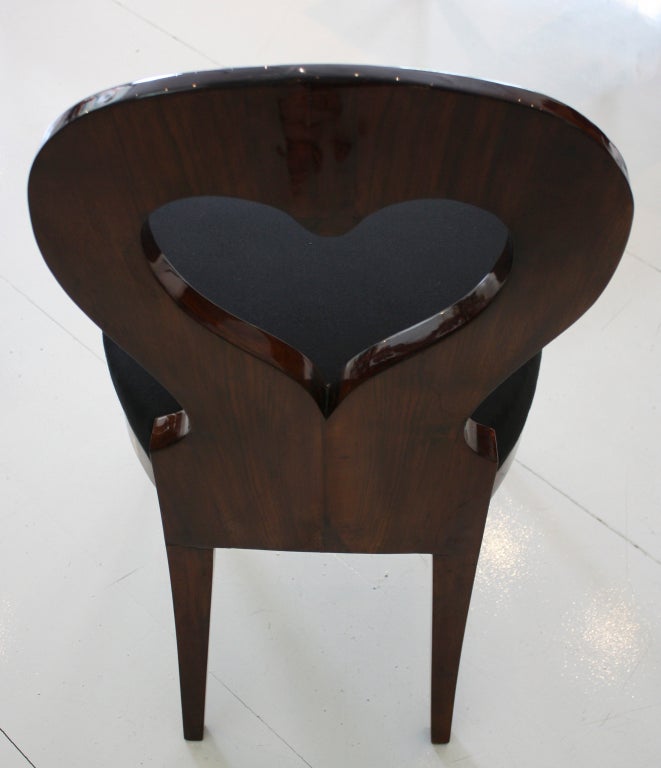 Walnut Biedermeier Side Chair With Heart-Shaped Backing