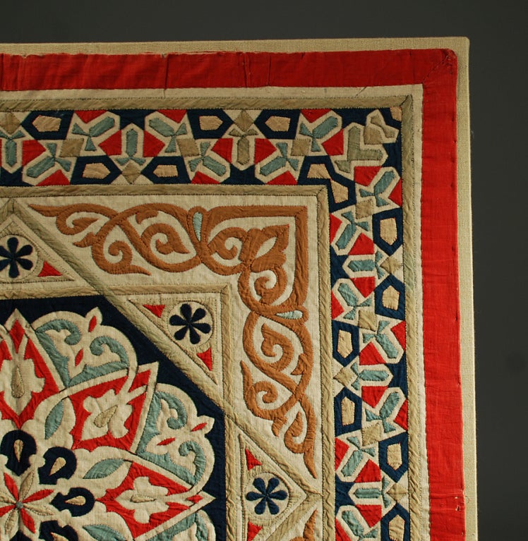 Cotton Fine Antique Egyptian Applique Square Textile