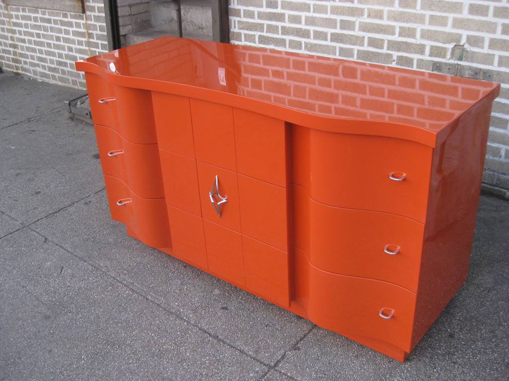 20th Century Serpentine Art Deco Orange Dresser