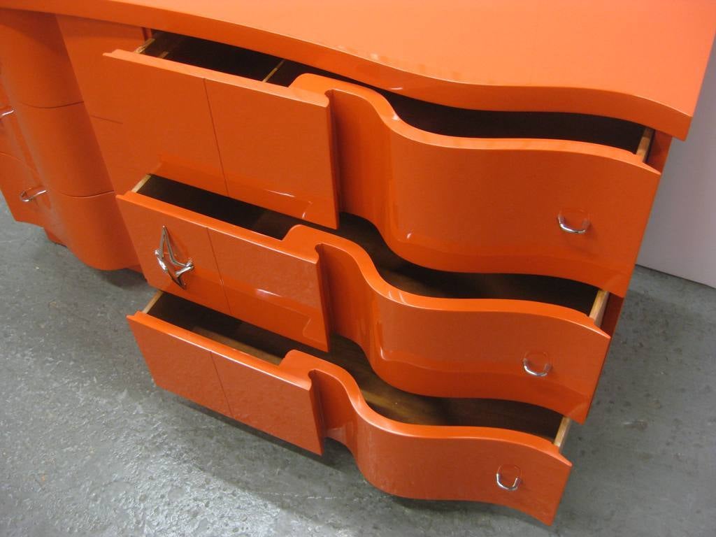 Serpentine Art Deco Orange Dresser 1