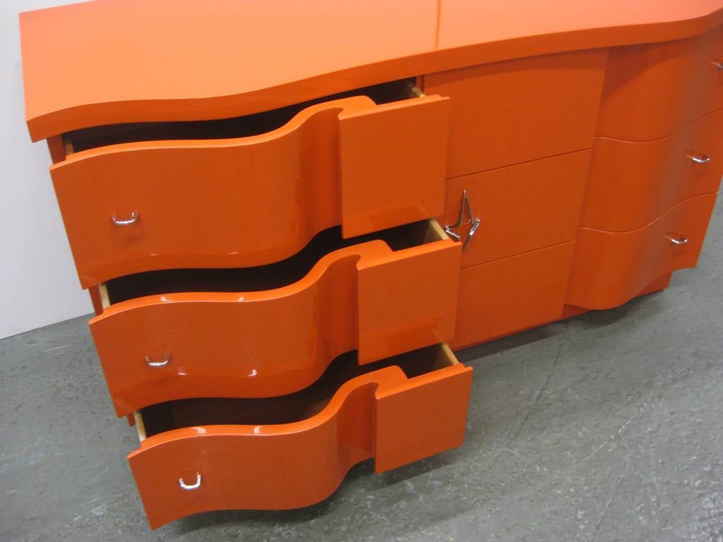 Serpentine Art Deco Orange Dresser 2