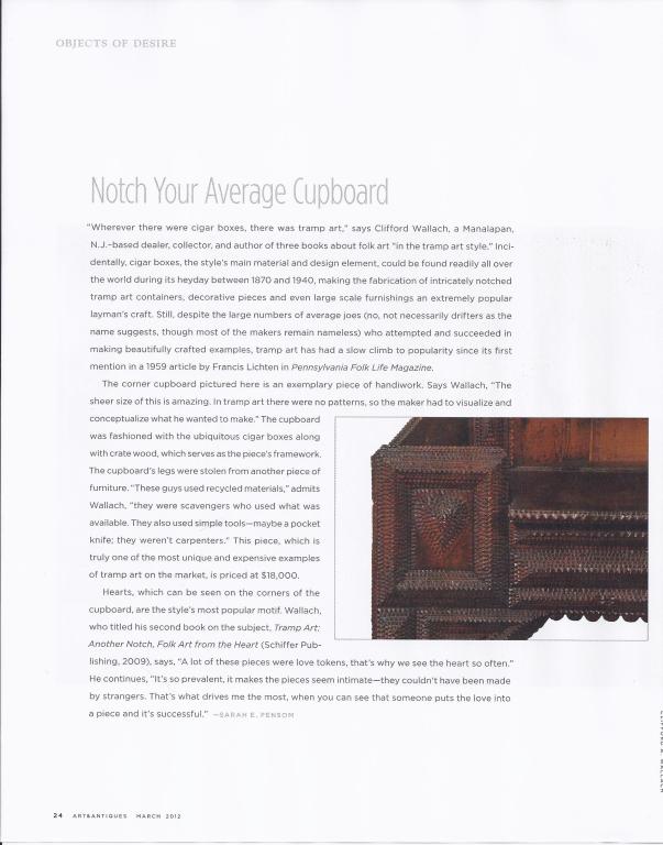 'Objects of Desire' Tramp Art Corner Secretary Cupboard Hearts For Sale 2