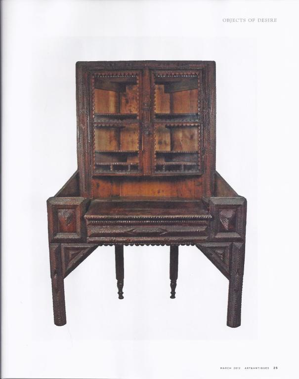 'Objects of Desire' Tramp Art Corner Secretary Cupboard Hearts For Sale 3