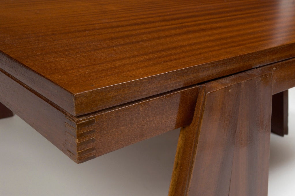 Angelo Mangiarotti 1950s  Square Mahogany Coffee Table  In Good Condition In New York, NY