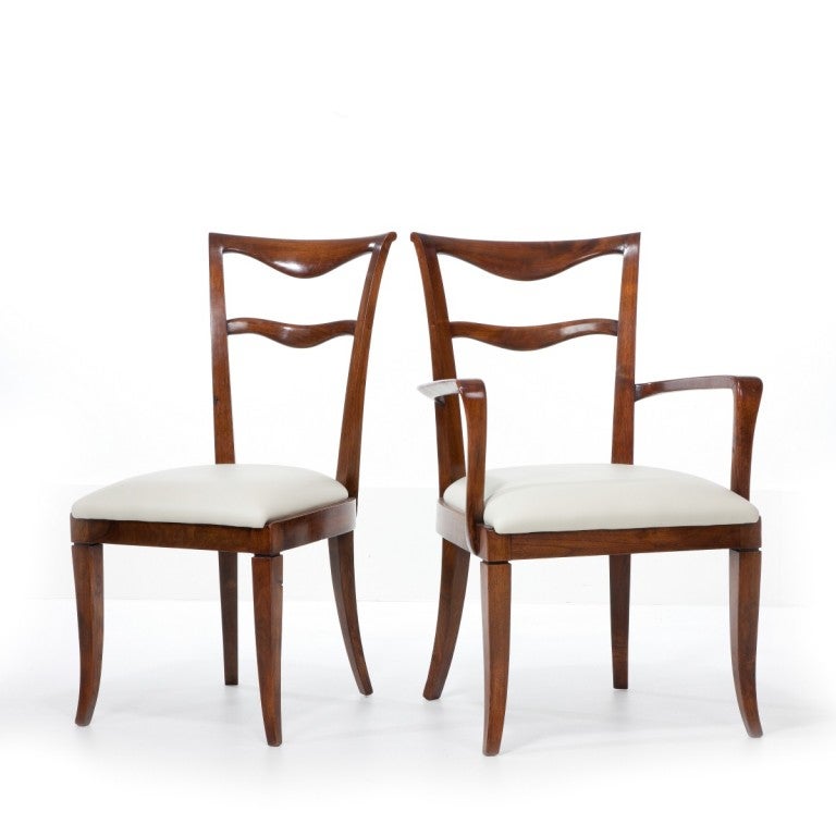 Italian Set of six dining chairs and two carvers by Maurizio Tempestini For Sale