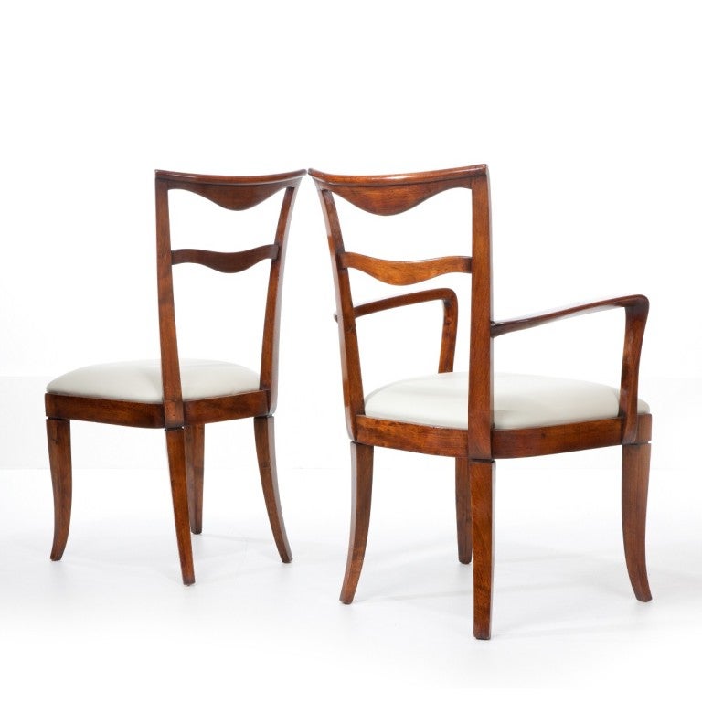 Mid-20th Century Set of six dining chairs and two carvers by Maurizio Tempestini For Sale