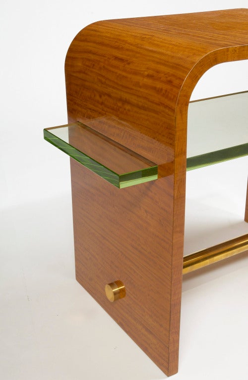 French Jacques Adnet 1930s Side Table with Glass Shelf For Sale