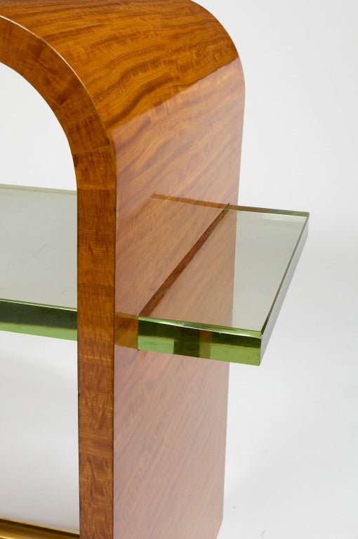 Jacques Adnet 1930s Side Table with Glass Shelf In Good Condition For Sale In New York, NY