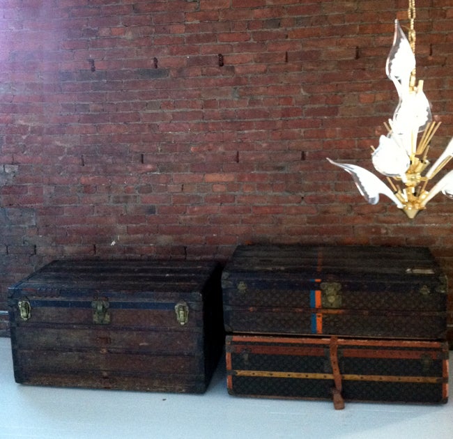 An early vintage Louis Vuitton Flat Steamer Trunk 4