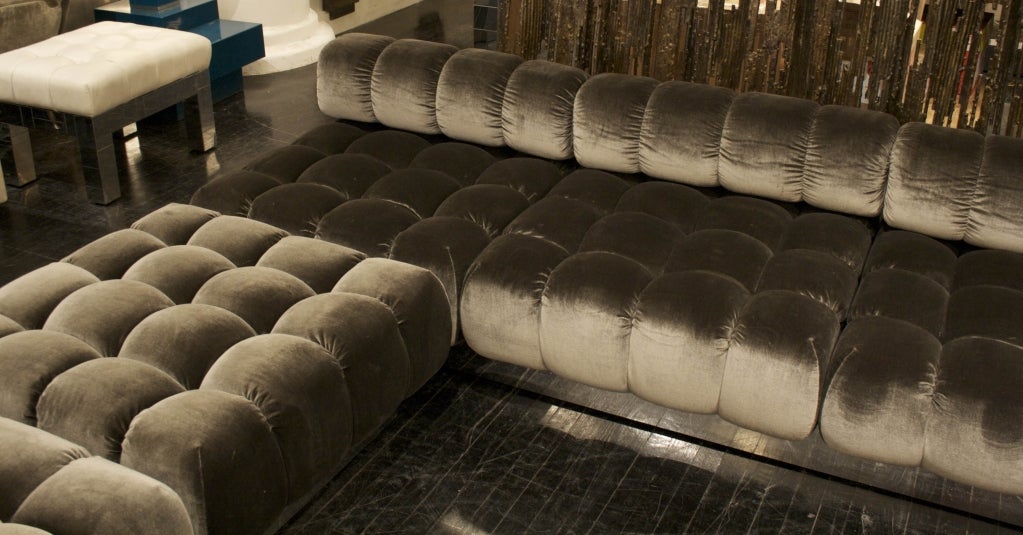 American A Three-Section Deep Tufted Sofa and Ottomans by Harvey Probber