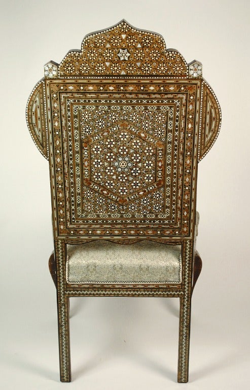 Mid-20th Century Syrian Inlaid Mother-of-Pearl Dining Chair For Sale