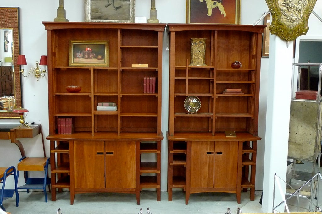 Solid Cherry Arts & Crafts Style Credenza & Book Shelves In Good Condition In Hanover, MA