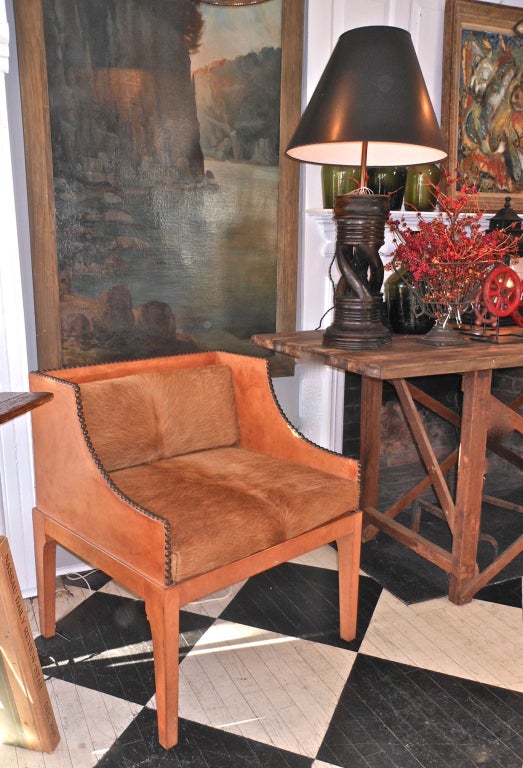 Unusual Leather Covered Chair