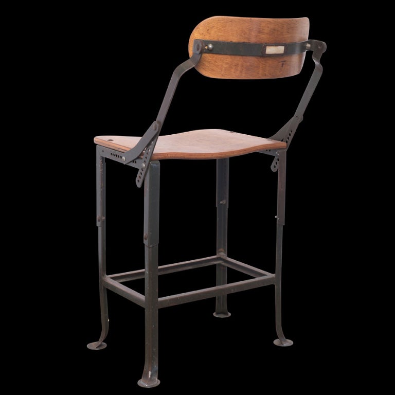 Mid-20th Century Industrial Factory Work Stool