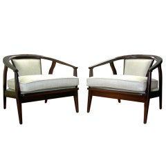 Pair of Modern Barrel Back Lounge Chairs after Folke Ohlsson-Dux