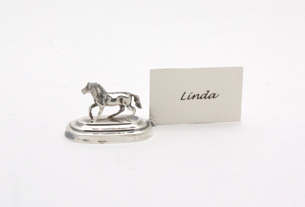 20th Century 11 French Silver Figural Horse Place Card Holders