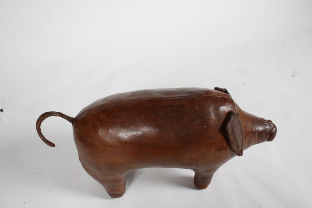 Abercrombie Leather Pig footstool 1