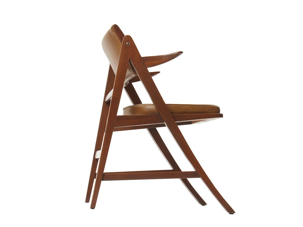 Walnut A-Frame desk chair by Edward Wormley