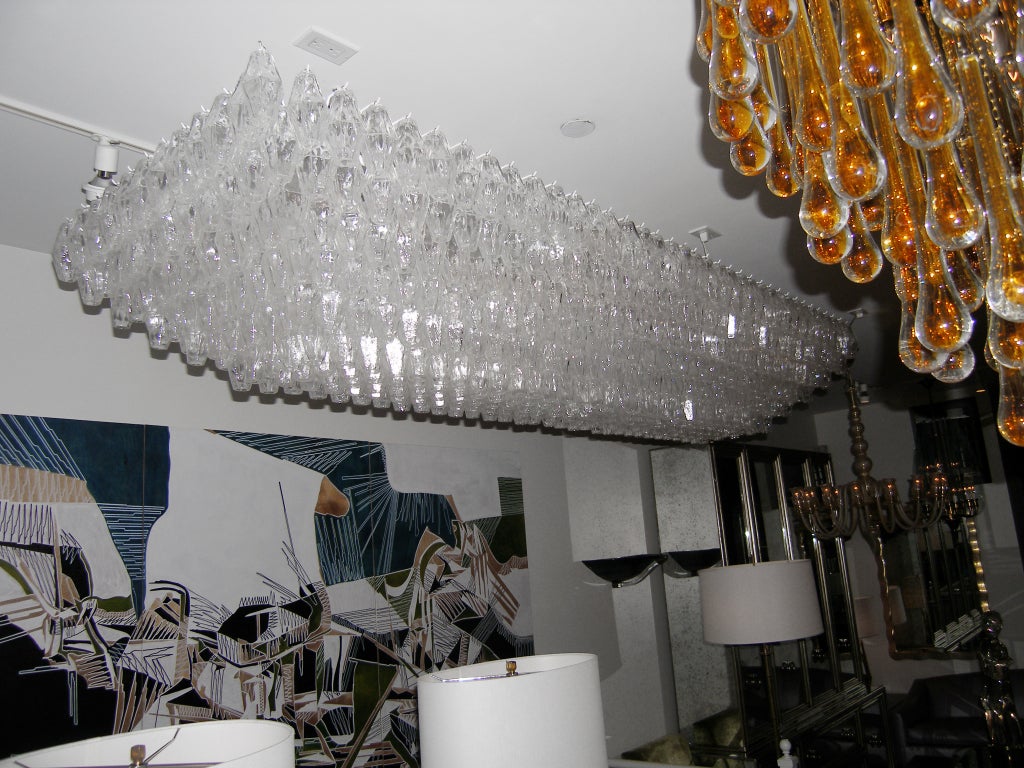 Late 20th Century Venini Clear Glass Polyhedral Chandelier For Sale