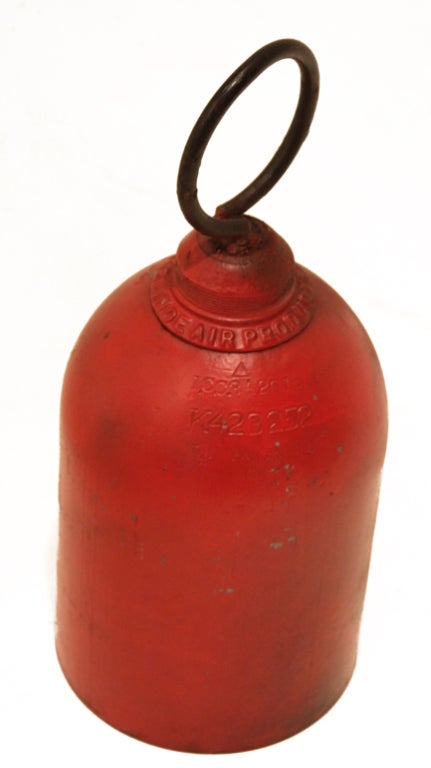 Heavy industrial cast iron bell from The Linde Air Products Factory in the 1920's. It is assumed that this large bell was hung on a chain and as the engraved numbers suggests rung to signify break times, the end of day, or emergencies.

Many