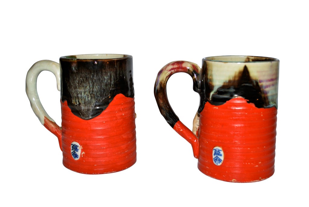 Pair of Japanese Mugs signed Ryosai