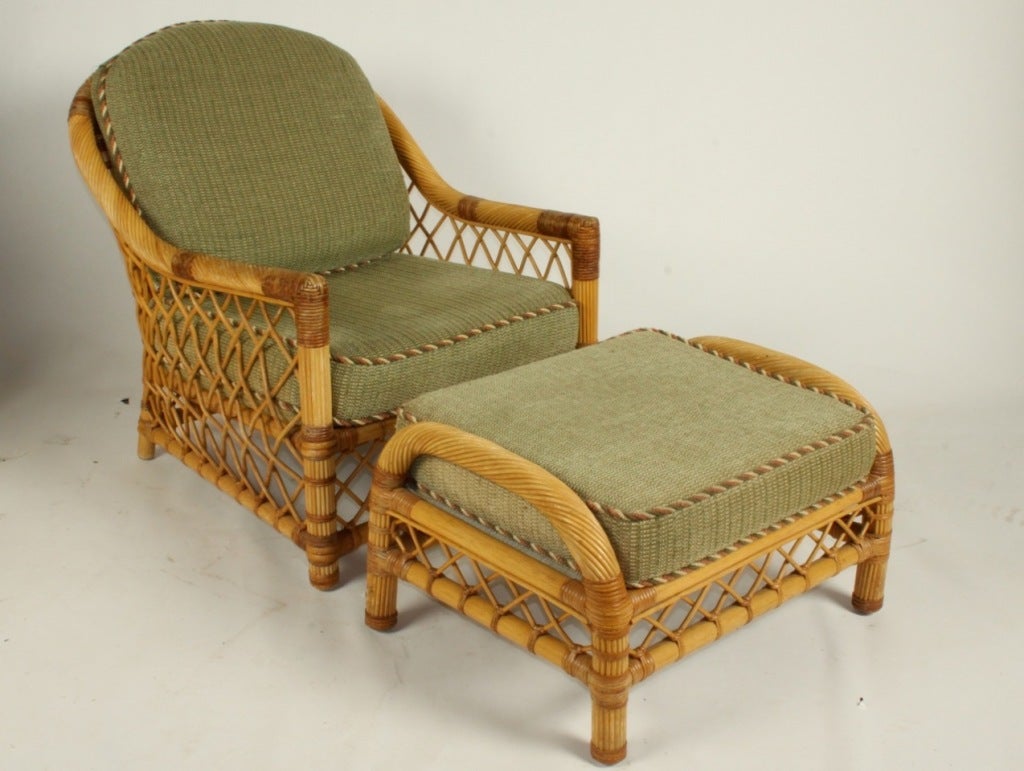 Bielecky Bros.  Rattan Lounge chair and ottoman (Two Available)