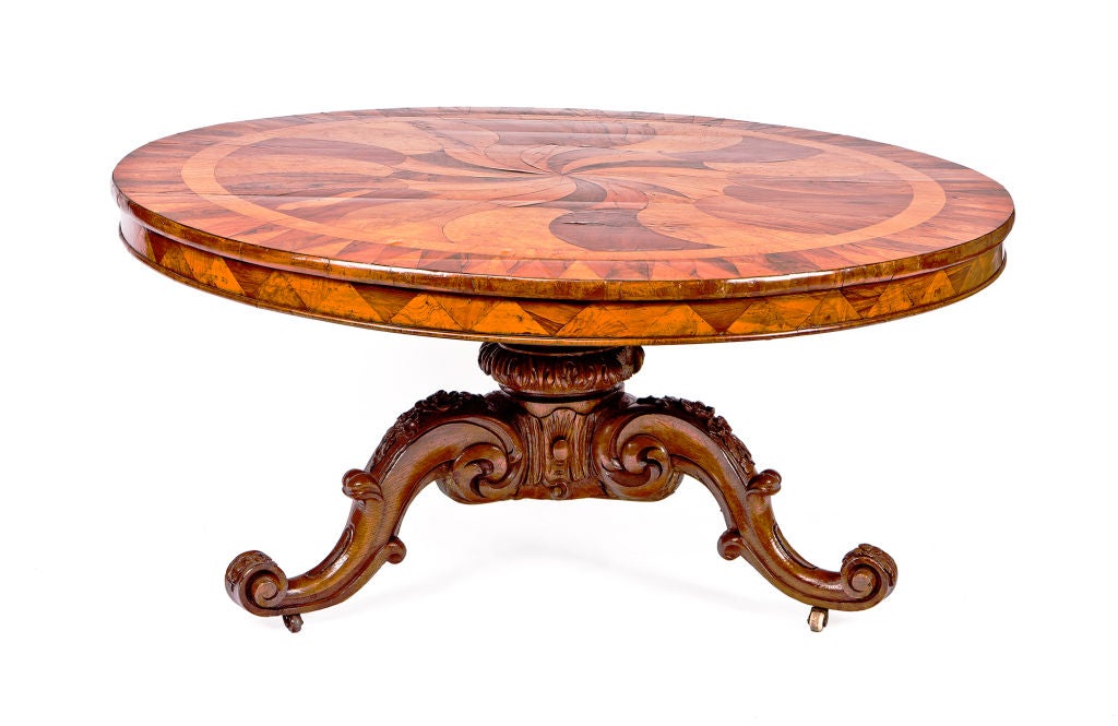Early Victorian Irish Specimen Table with a Marquetry Top of Various Woods For Sale