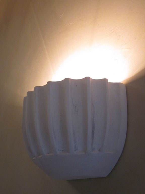 2 Pairs of French Art Deco / Mid-Century Modern Plaster Wall Sconces For Sale 2