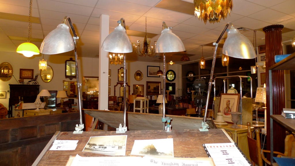 Mid-20th Century Pair of French Mid-Century Telescopic Architect's Drafting Lamps