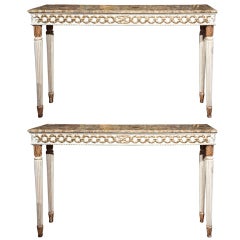 Pair of Marble Top Consoles by Jansen