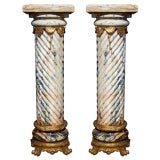 Pair of Marble and Bronze Monumental Pedestals.