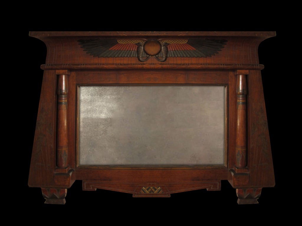 Victorian Egyptian Revival Mahogany Mirror, circa 1880