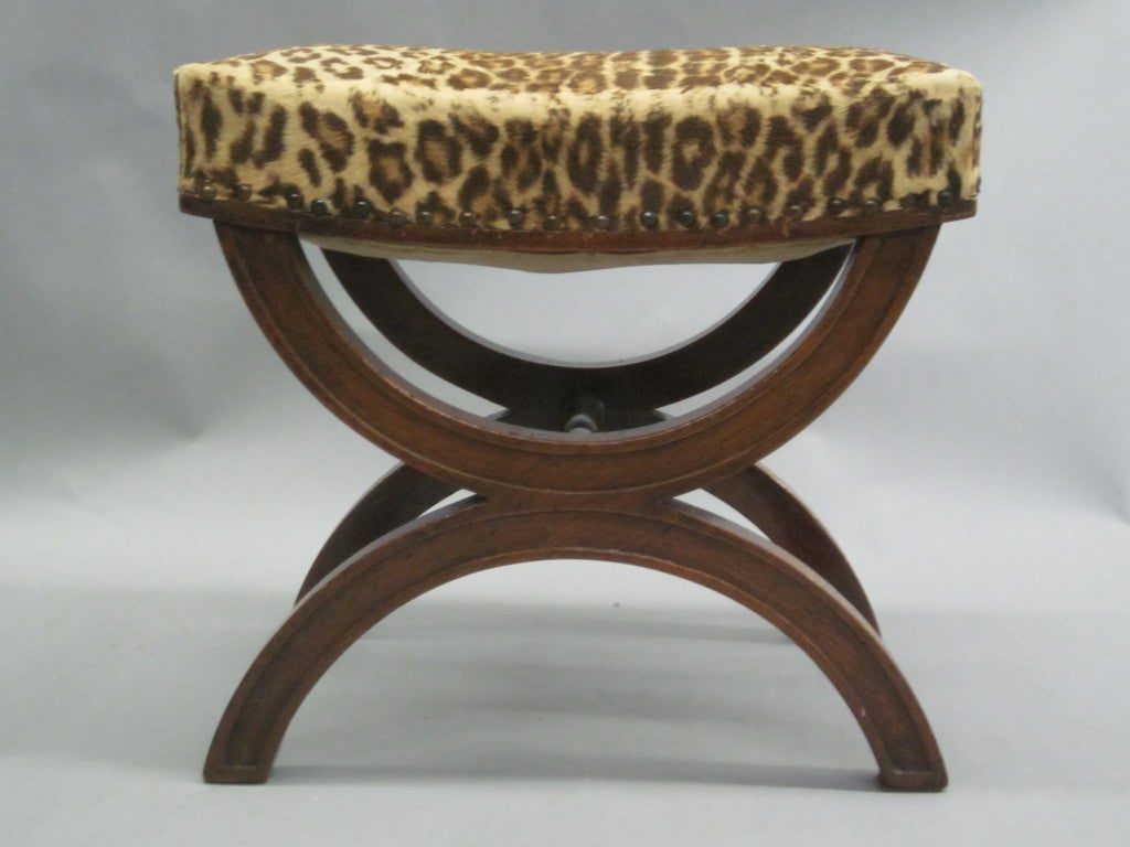 Ebonized French Modern Neoclassical Bench or Stool in the Manner of Andre Arbus For Sale