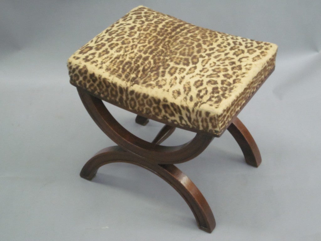 Mahogany French Modern Neoclassical Bench or Stool in the Manner of Andre Arbus For Sale