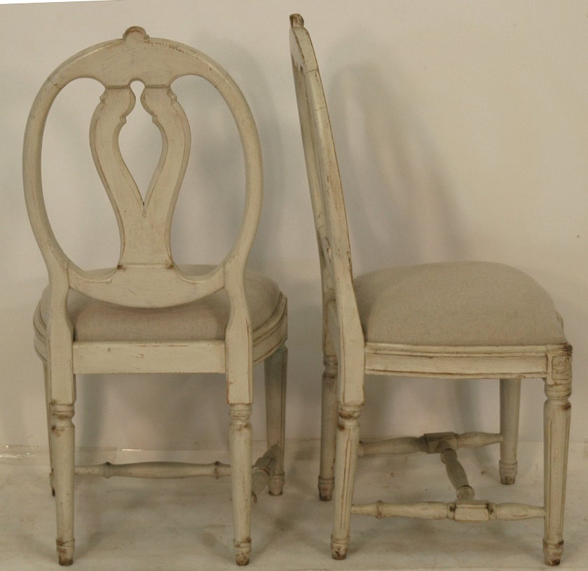 19th Century Swedish Painted Oval Back Dining Chairs