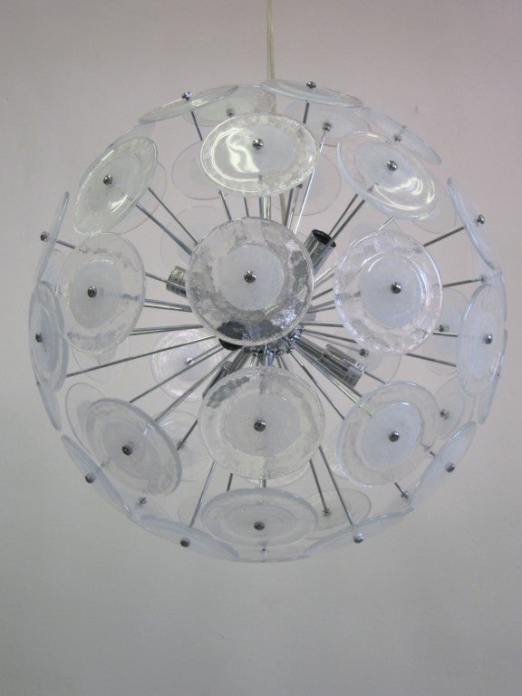 20th Century Two Handblown Murano Glass Chandeliers Attributed to Vistosi For Sale