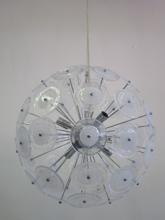 Two Handblown Murano Glass Chandeliers Attributed to Vistosi For Sale 1