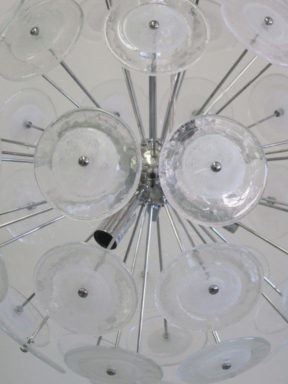 Two Handblown Murano Glass Chandeliers Attributed to Vistosi For Sale 3