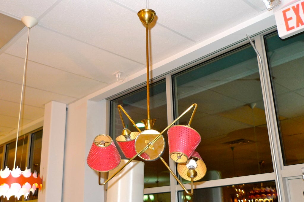 Mid-20th Century French 1950's Brass Orbital Chandelier For Sale
