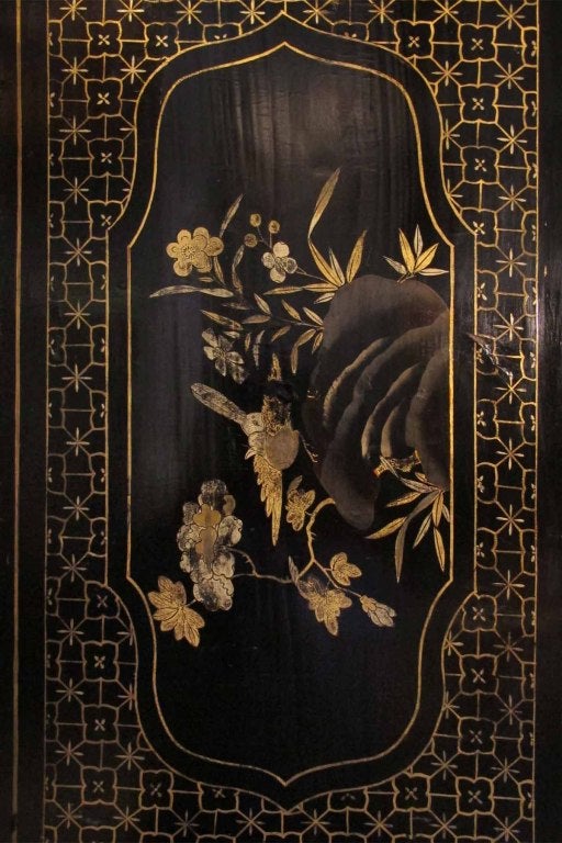 19th Century Chiense Lacquer Eight Panel Screen