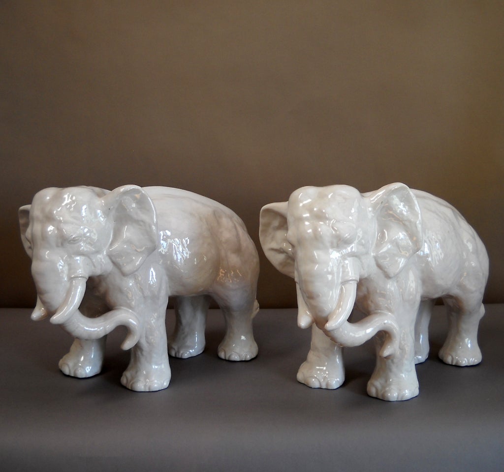 Pair of Stoneware Elephants