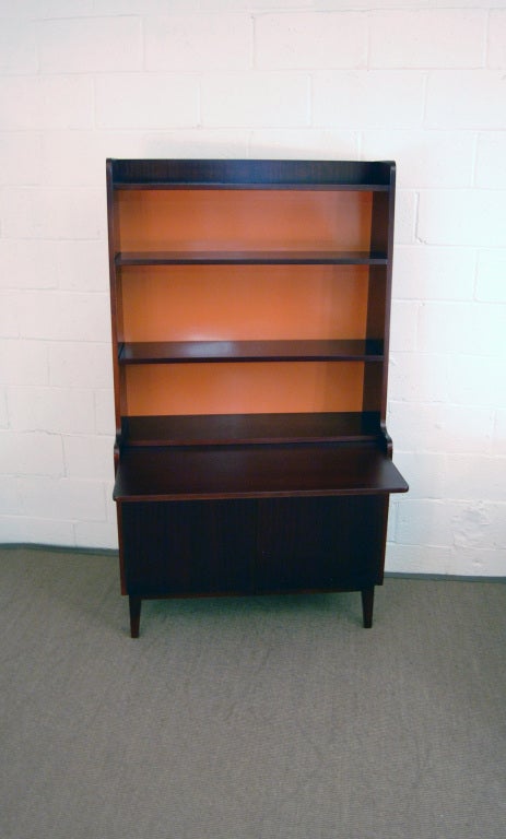 Swedish Mid-Century Modern Mahogany Desk and Hutch