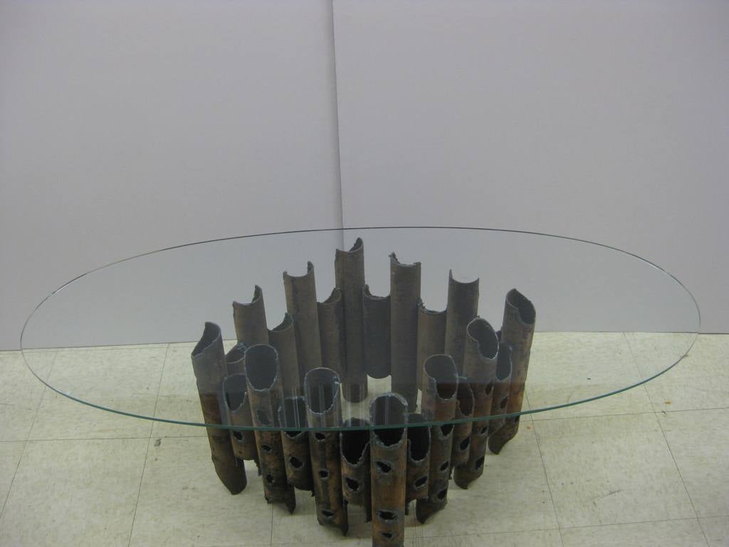 Mid-Century Modern Brutalist Cathedral Cocktail Table after Silas Seandel For Sale