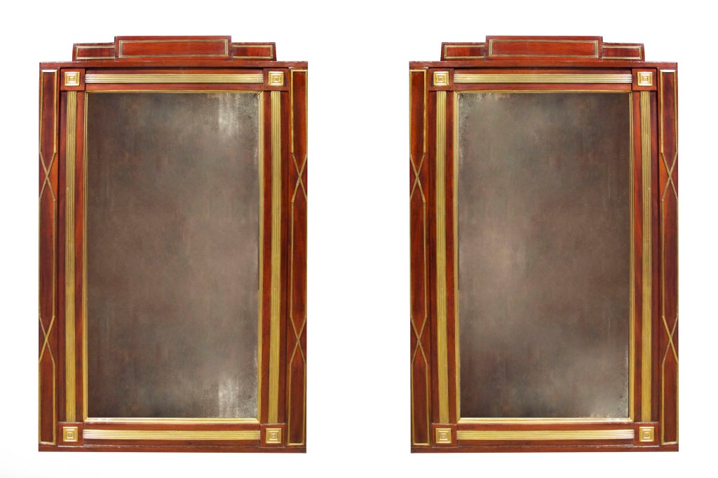 # W115 - Pair of Russian brass-mounted mahogany mirrors in the 