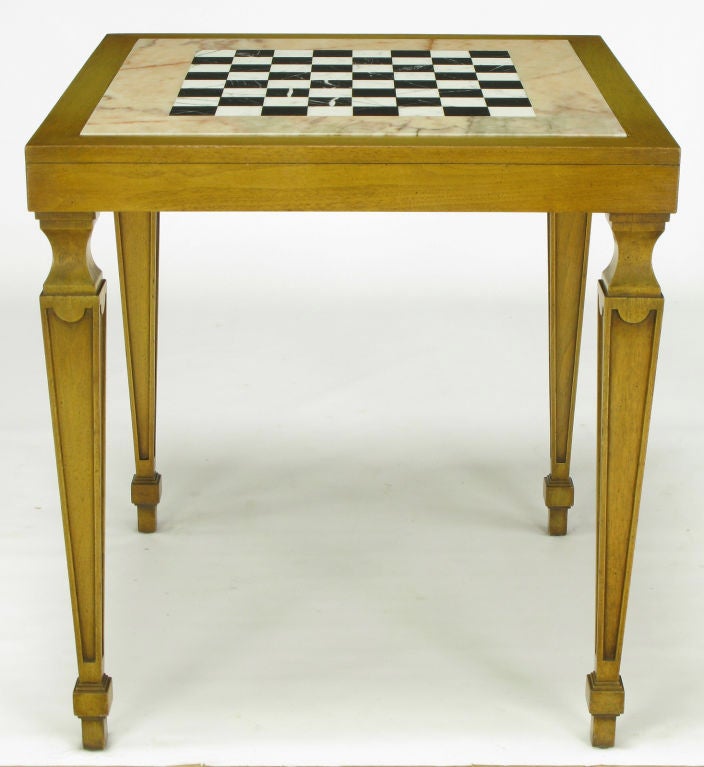 Mid-20th Century Bleached Walnut & Inlaid Marble Regency Game Table