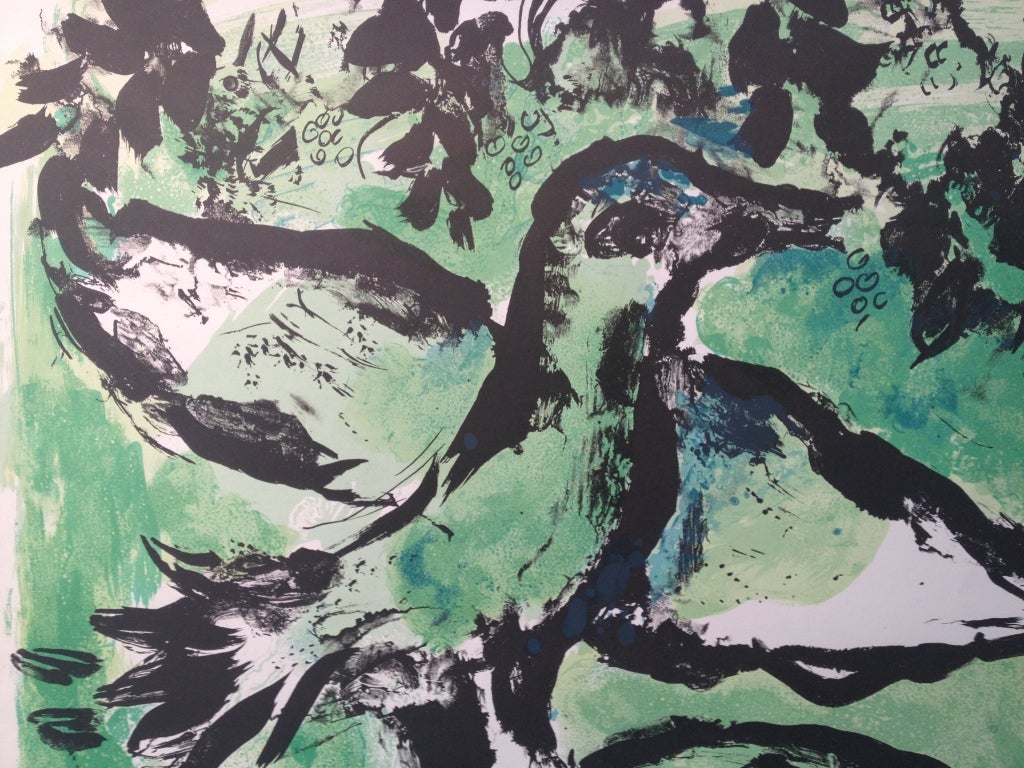 Original 1962 Marc Chagall Exhibition Poster, L'Oiseau Vert In Excellent Condition For Sale In Montreal, QU