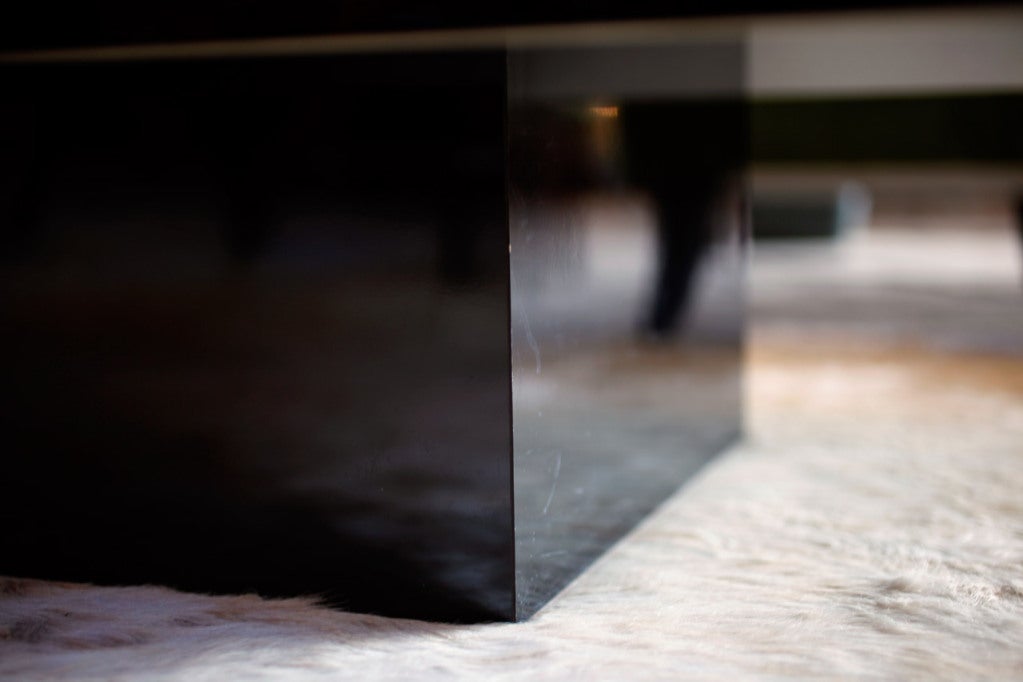 French Modernist Black Glass Coffee Table 6