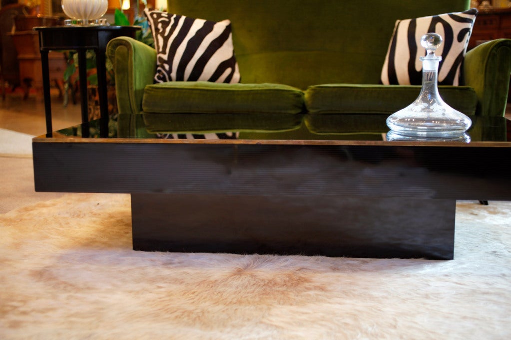 French Modernist Black Glass Coffee Table 3