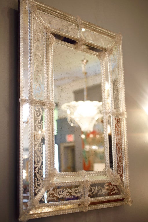 Mid-Century Modern Vintage Venetian Glass Mirror